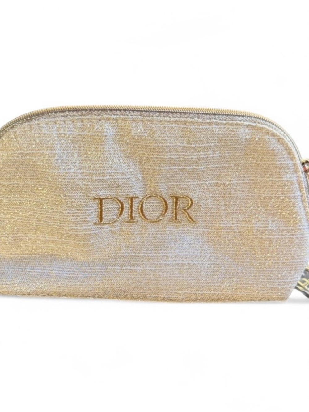 Dior Beauty Champagne Gold Metallic Cosmetic Makeup Pouch/Travel Case LUXURY